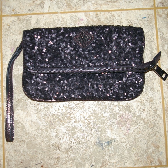 Women's Sequin Foldover Clutch Bag Wristlet - Picture 1 of 4